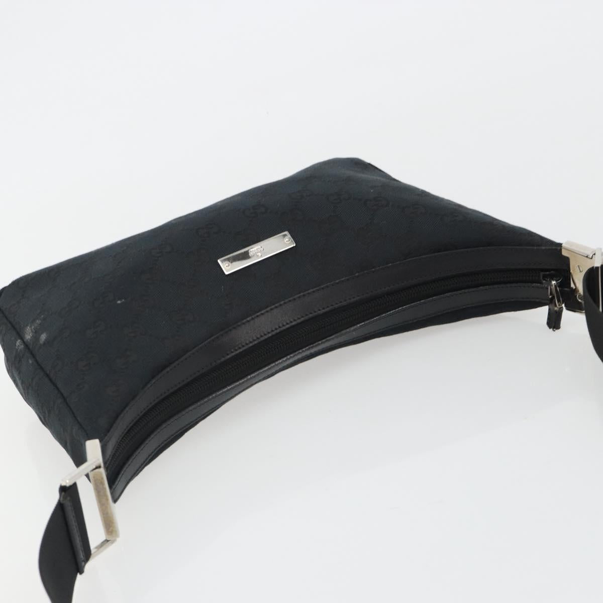 GUCCI GG Canvas Shoulder Bag Black Silver 019 0433 3444 Auth ka4995