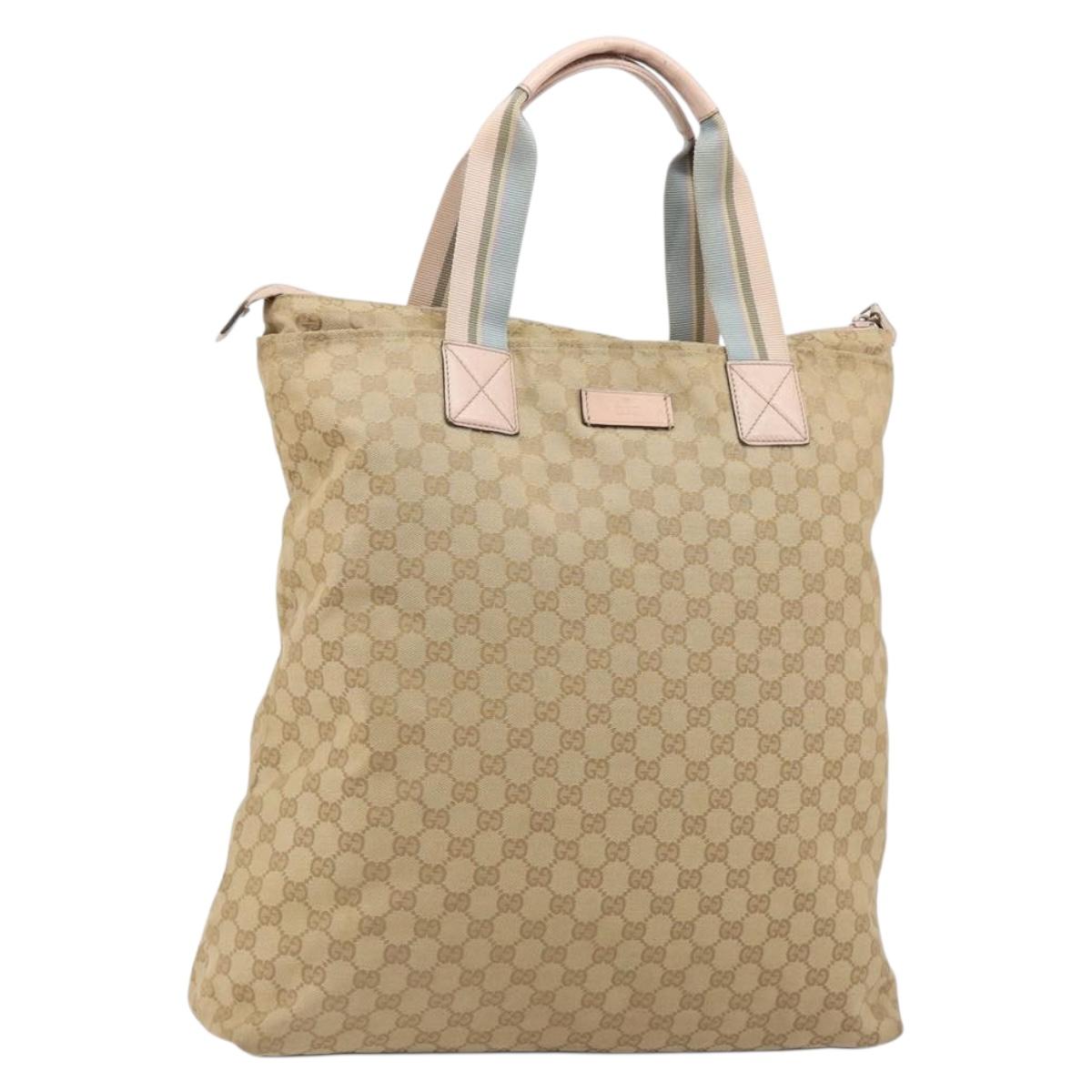 GUCCI GG Canvas Sherry Line Tote Bag Beige 131233 Auth ka4996A