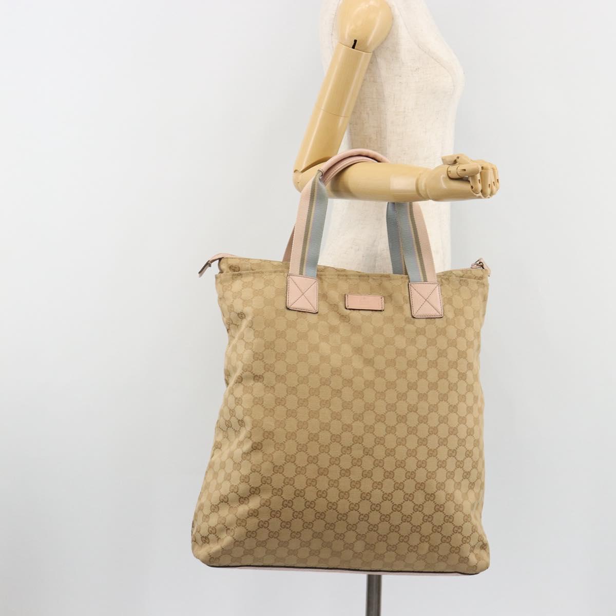 GUCCI GG Canvas Sherry Line Tote Bag Beige 131233 Auth ka4996A