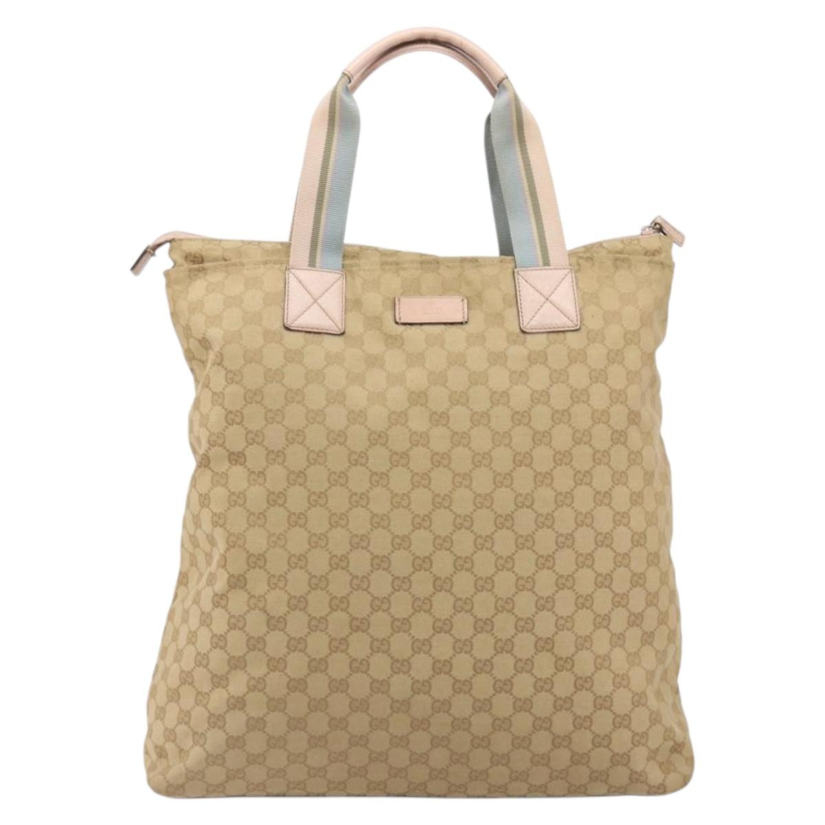 GUCCI GG Canvas Sherry Line Tote Bag Beige 131233 Auth ka4996A
