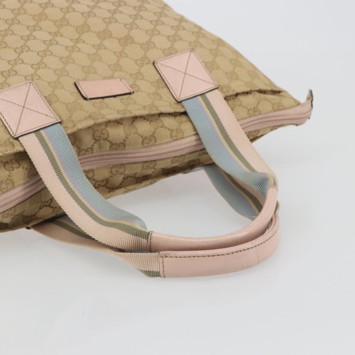 GUCCI GG Canvas Sherry Line Tote Bag Beige 131233 Auth ka4996A