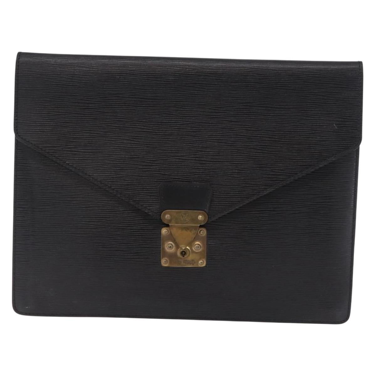 LOUIS VUITTON Epi Porte Documents Senatur Briefcase Black M54452 LV Auth ka4997