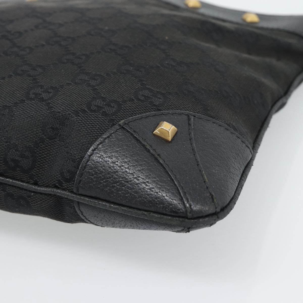GUCCI GG Canvas Shoulder Bag Black Gold 120893 Auth ka4999