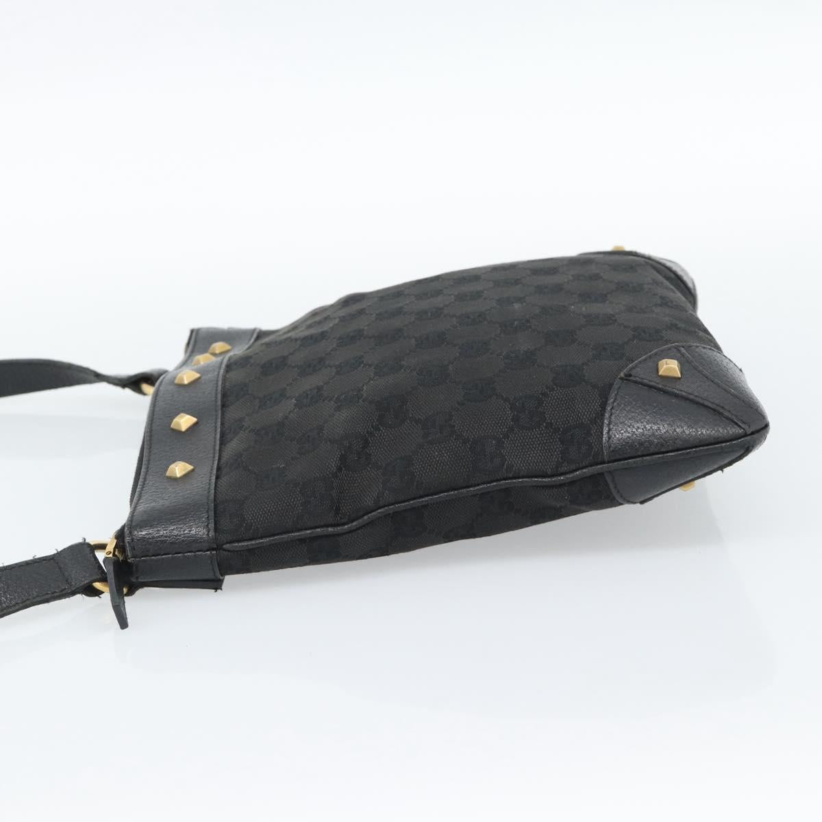GUCCI GG Canvas Shoulder Bag Black Gold 120893 Auth ka4999