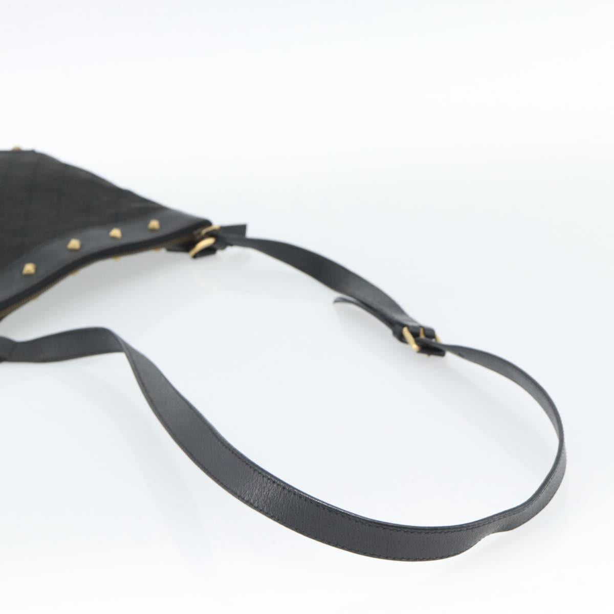 GUCCI GG Canvas Shoulder Bag Black Gold 120893 Auth ka4999
