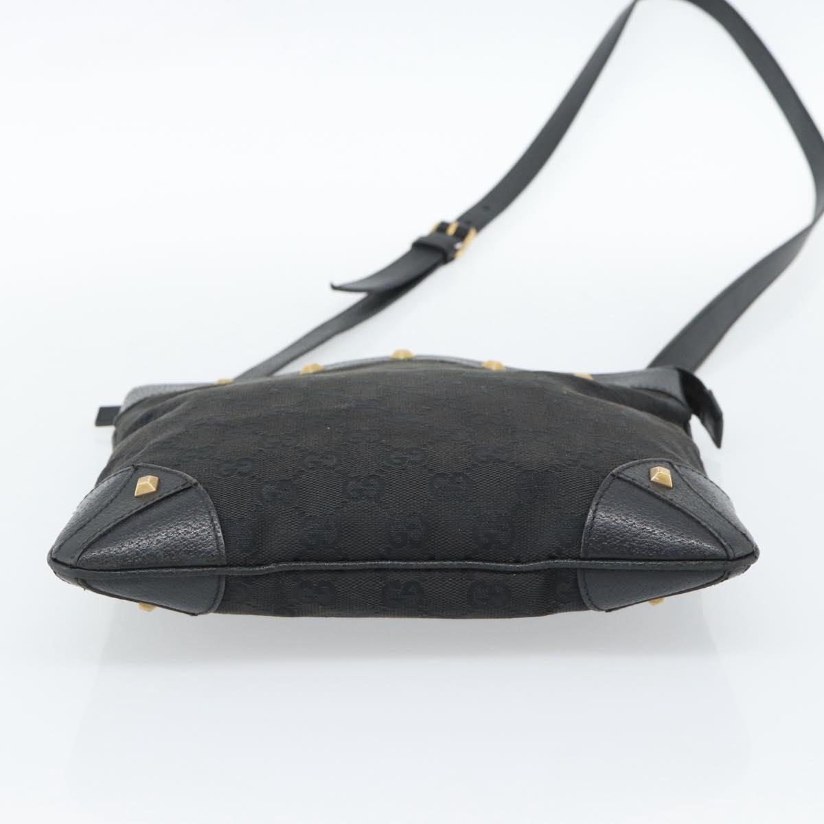 GUCCI GG Canvas Shoulder Bag Black Gold 120893 Auth ka4999