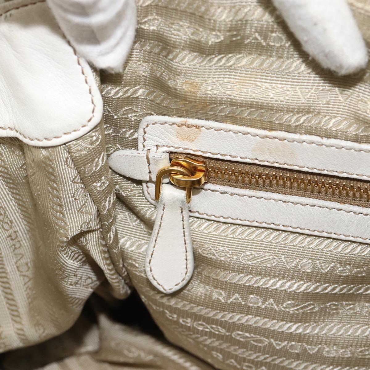 PRADA Shoulder Bag Leather White Gold Auth ka5003A