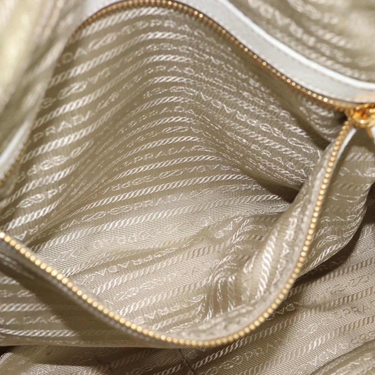 PRADA Shoulder Bag Leather White Gold Auth ka5003A