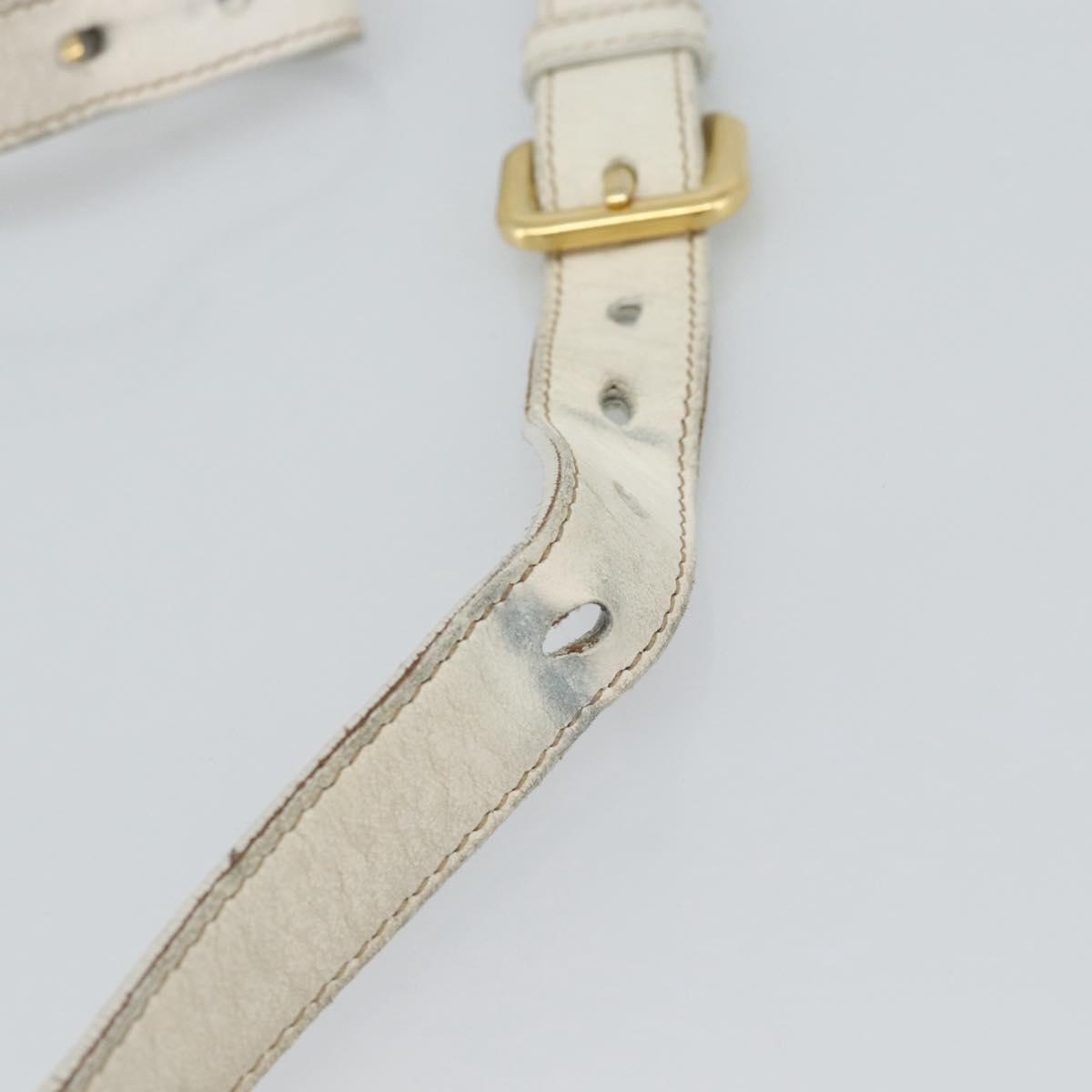 PRADA Shoulder Bag Leather White Gold Auth ka5003A