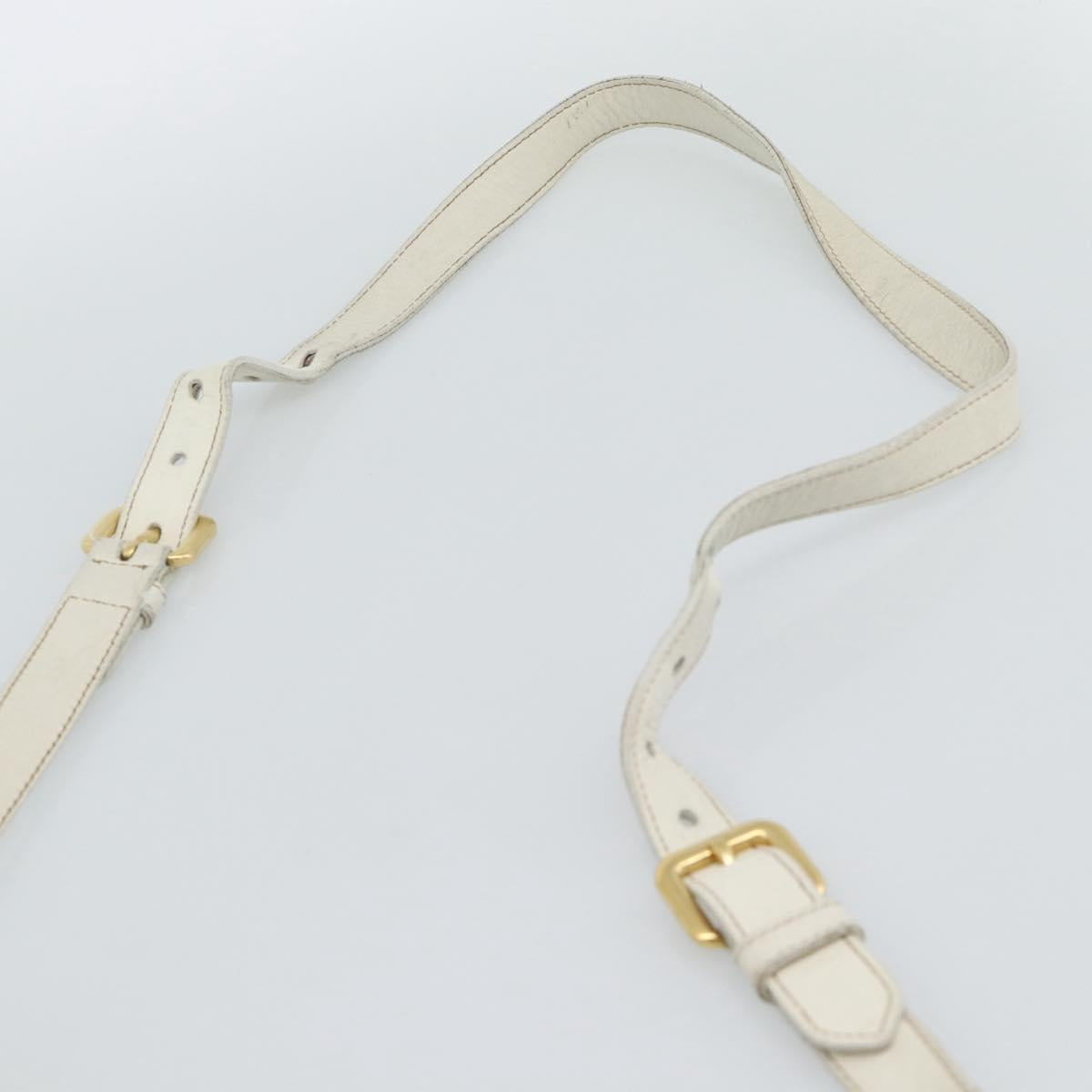 PRADA Shoulder Bag Leather White Gold Auth ka5003A