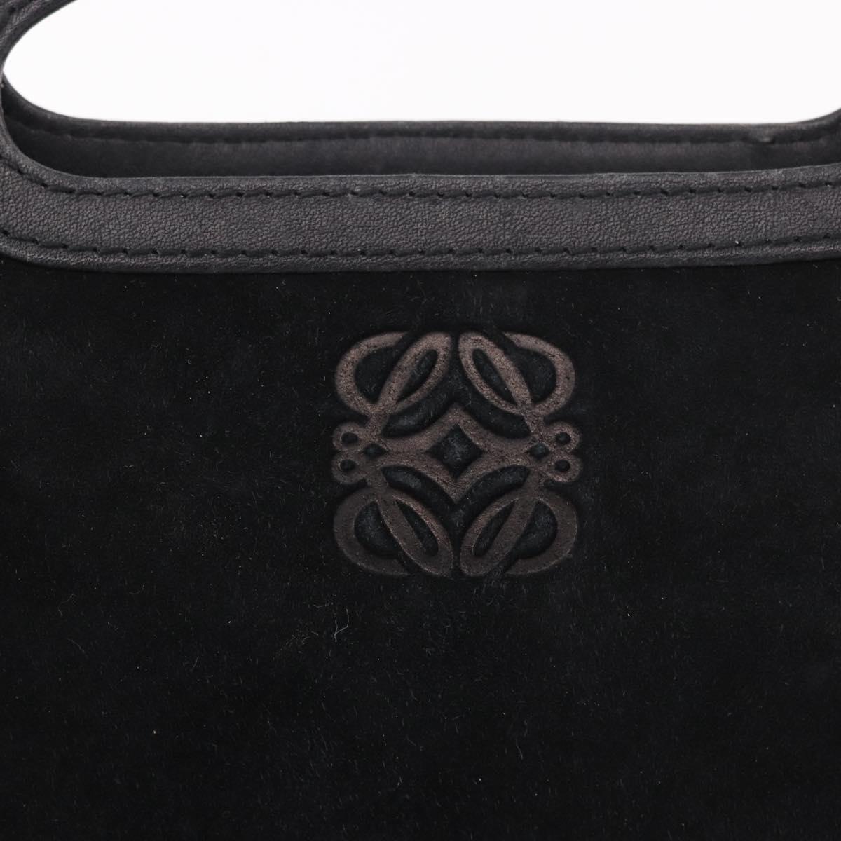 LOEWE Anagram Hand Bag Suede Black Silver Auth ka5004