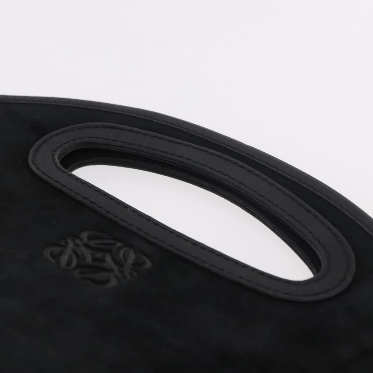 LOEWE Anagram Hand Bag Suede Black Silver Auth ka5004