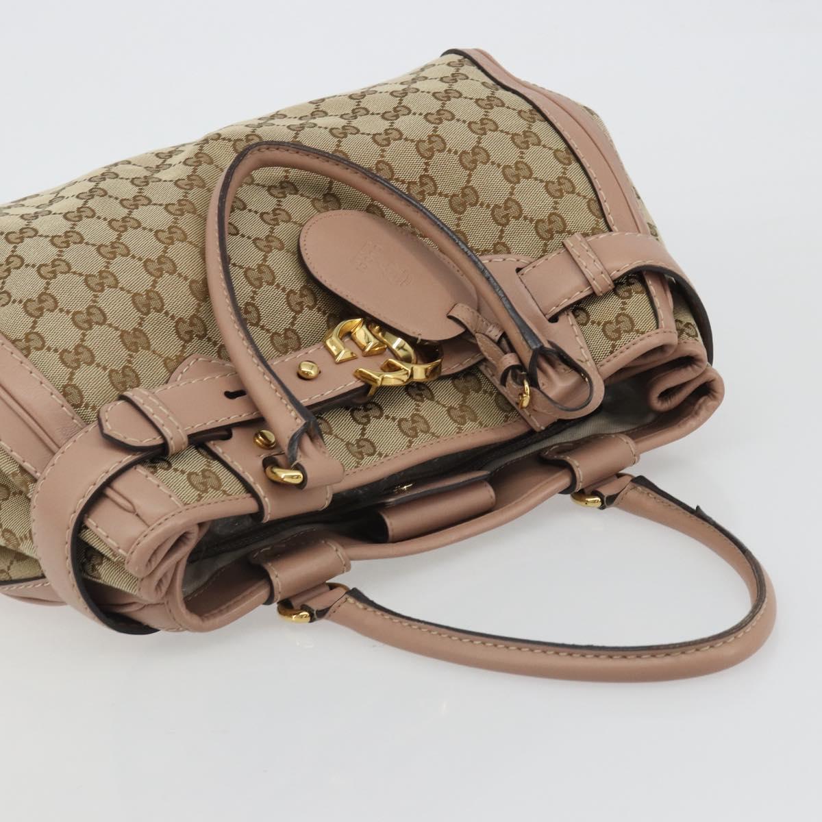 GUCCI GG Canvas Hand Bag Beige Gold 247183 Auth ka5009A