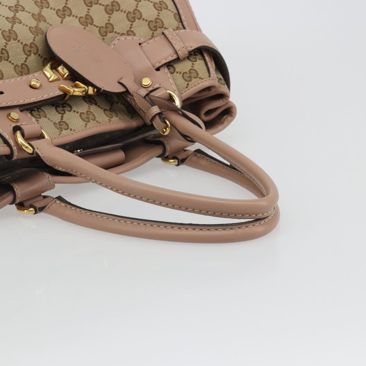GUCCI GG Canvas Hand Bag Beige Gold 247183 Auth ka5009A