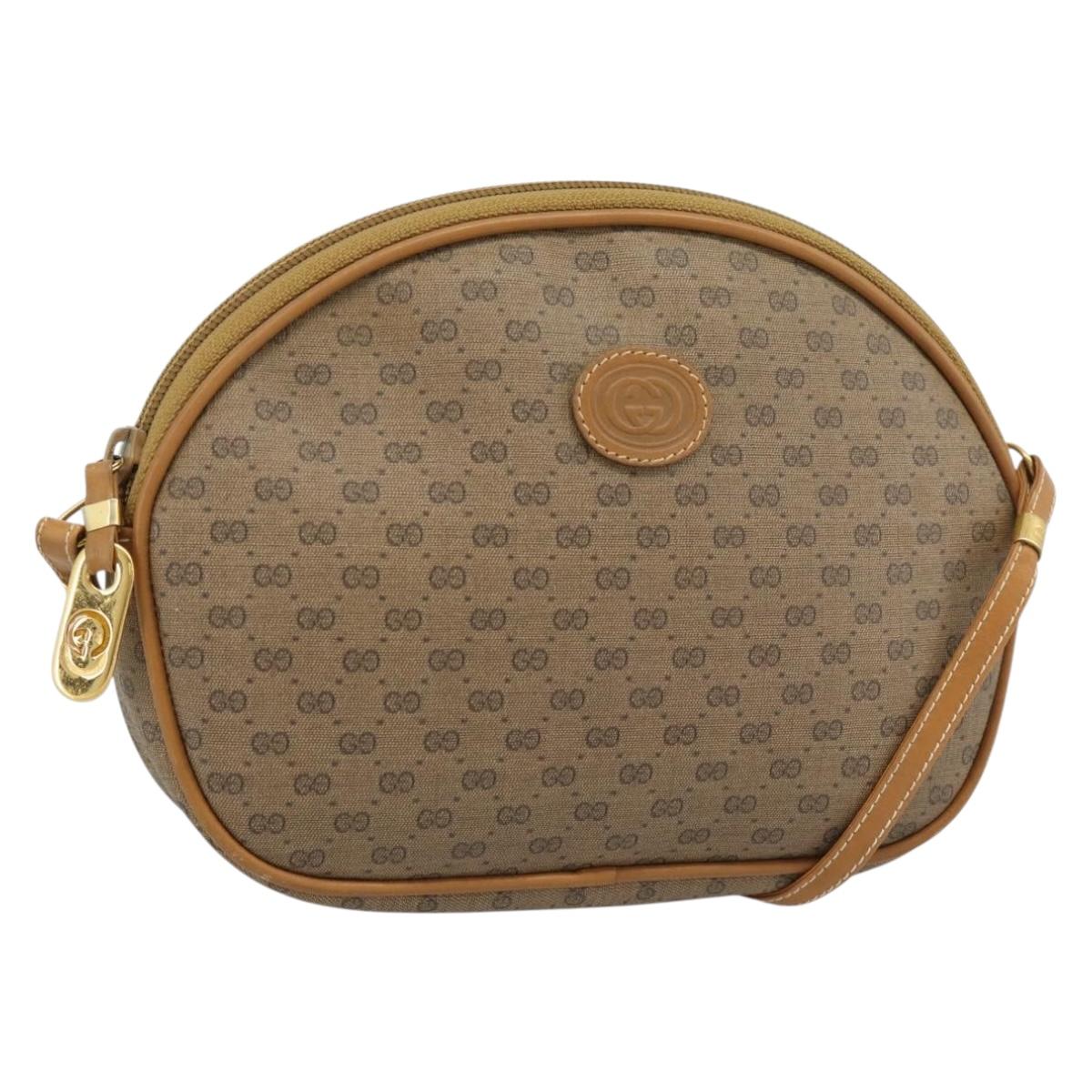 GUCCI Micro GG Supreme Shoulder Bag PVC Beige Gold 007 983 1113 Auth ka5012