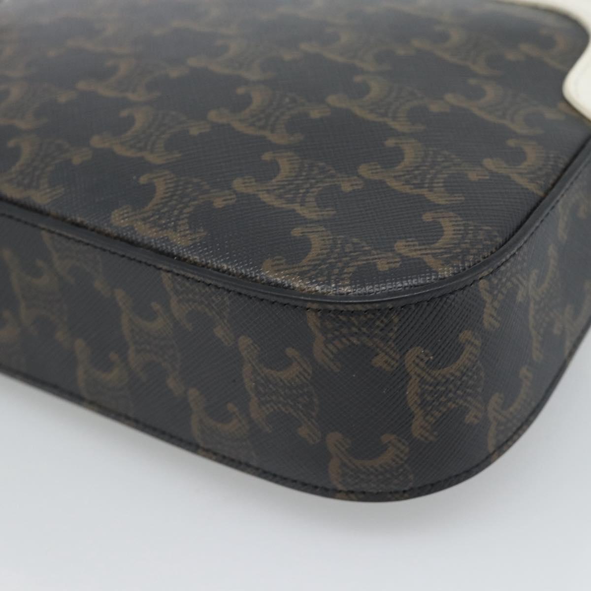 CELINE Triomphe Shoulder Bag Leather Black Gold Auth ka5013A
