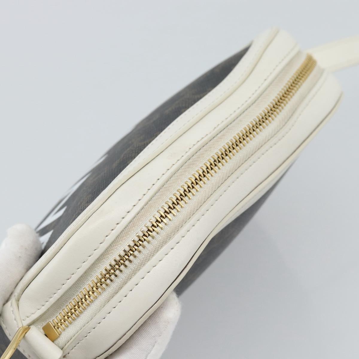 CELINE Triomphe Shoulder Bag Leather Black Gold Auth ka5013A