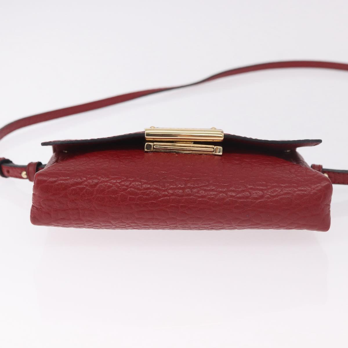 BURBERRY Shoulder Bag Leather Red Gold Auth ka5014A