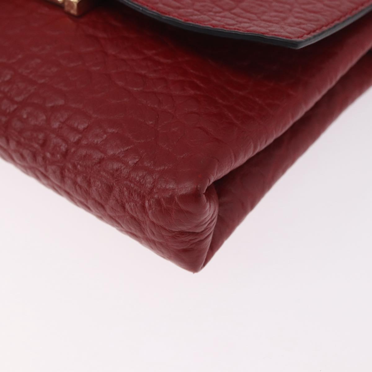 BURBERRY Shoulder Bag Leather Red Gold Auth ka5014A