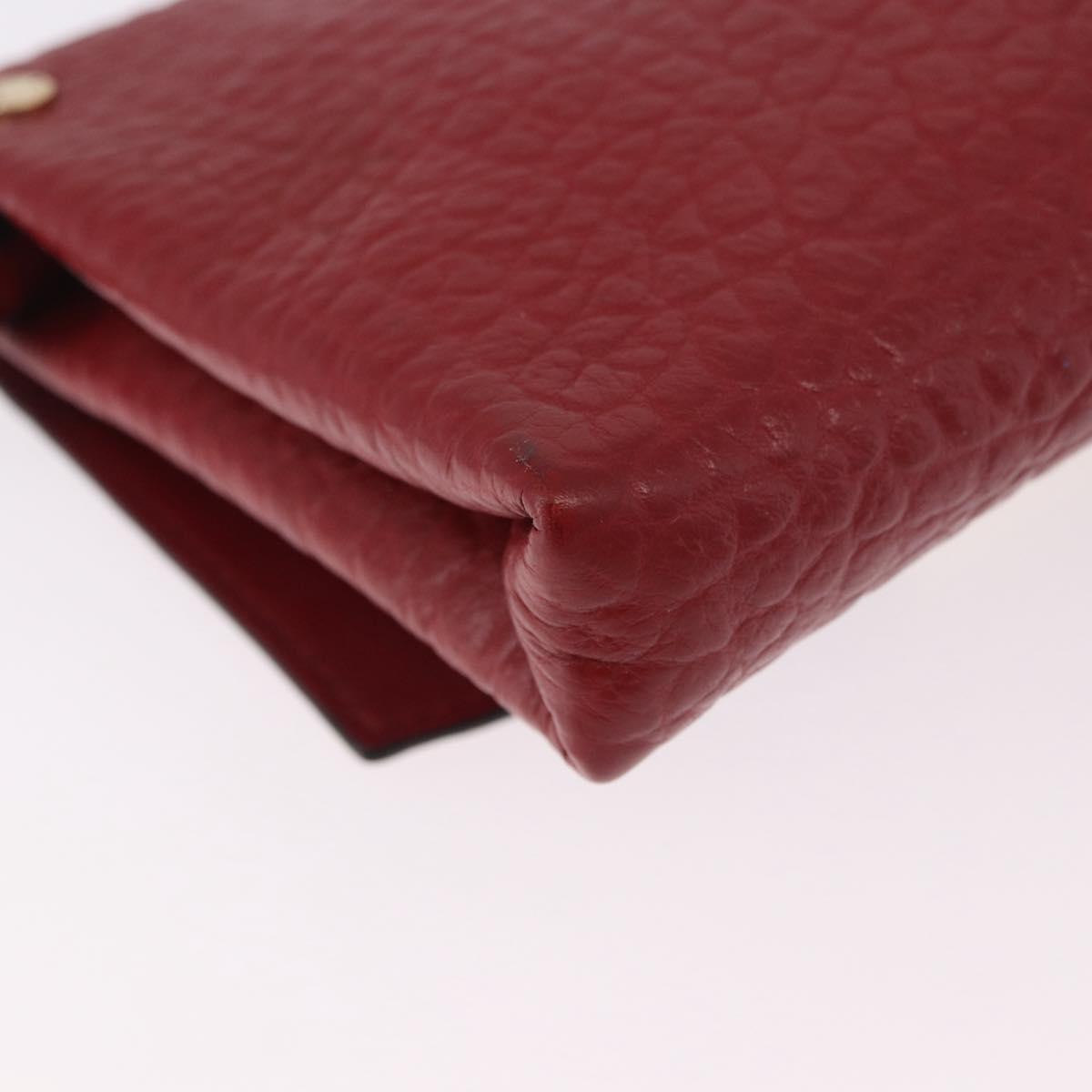 BURBERRY Shoulder Bag Leather Red Gold Auth ka5014A