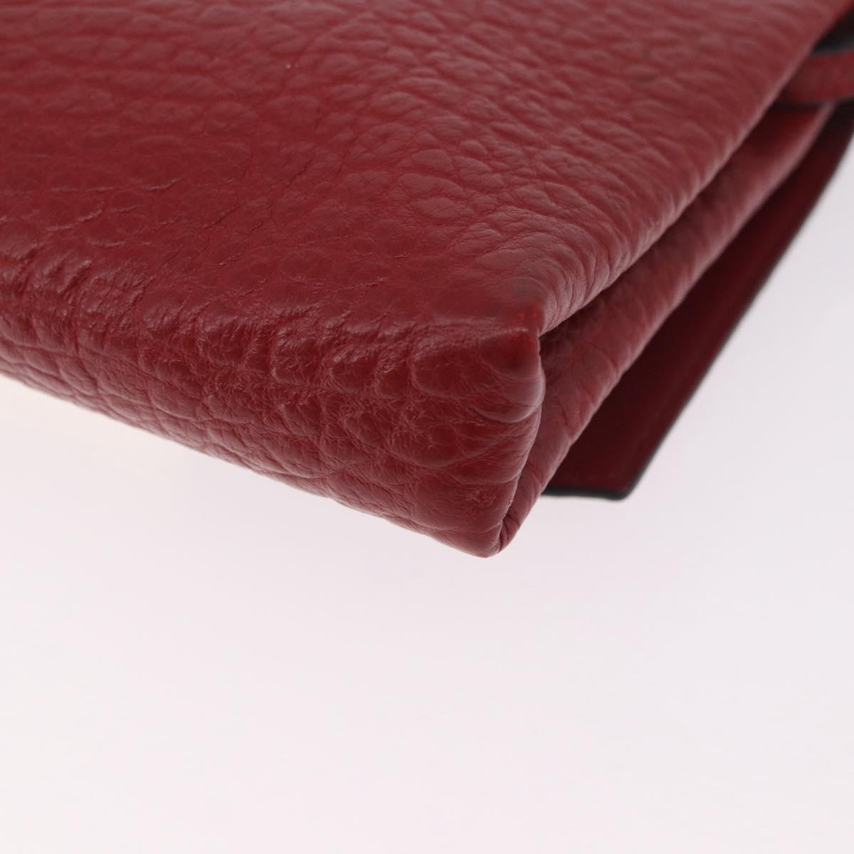 BURBERRY Shoulder Bag Leather Red Gold Auth ka5014A