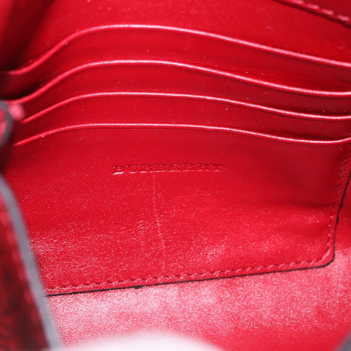 BURBERRY Shoulder Bag Leather Red Gold Auth ka5014A