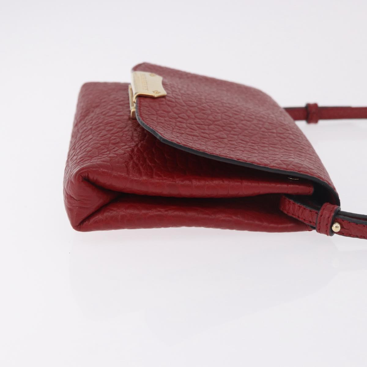 BURBERRY Shoulder Bag Leather Red Gold Auth ka5014A