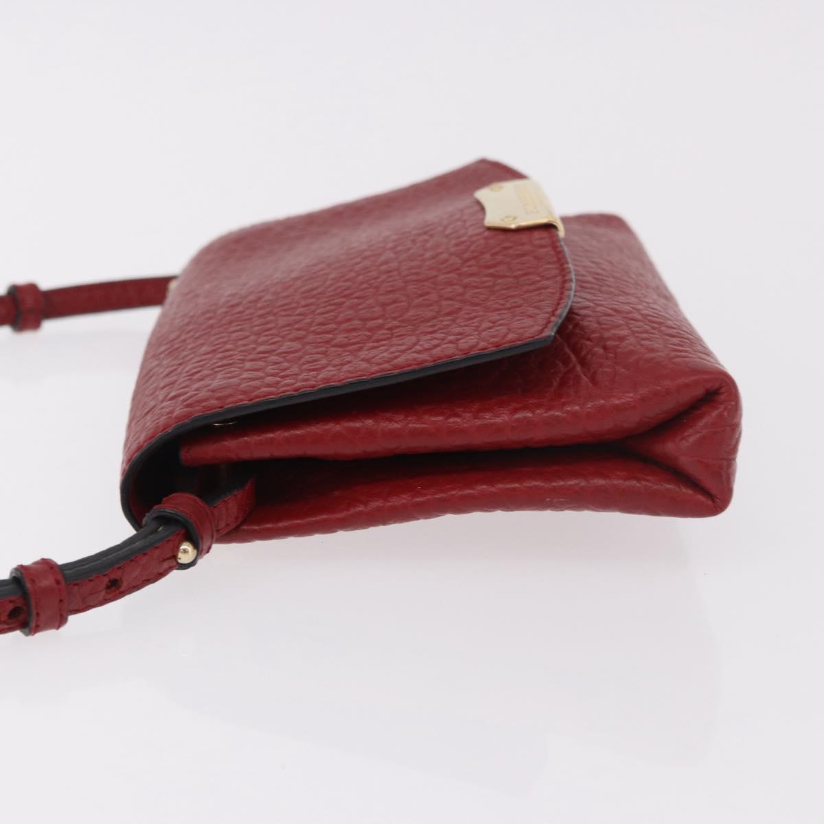 BURBERRY Shoulder Bag Leather Red Gold Auth ka5014A