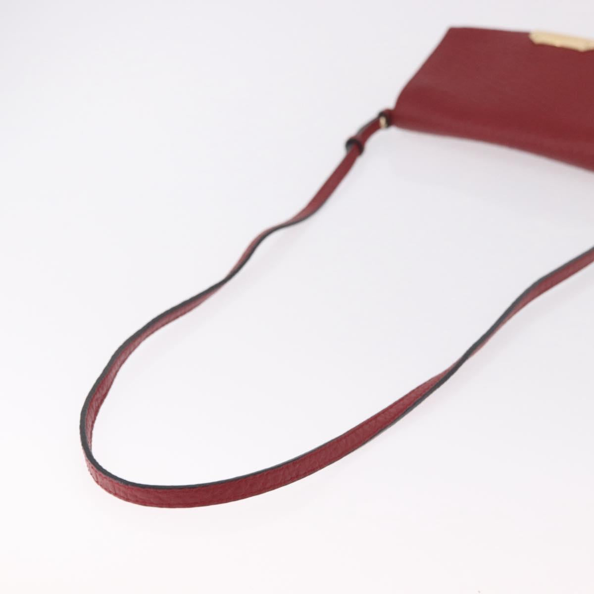 BURBERRY Shoulder Bag Leather Red Gold Auth ka5014A