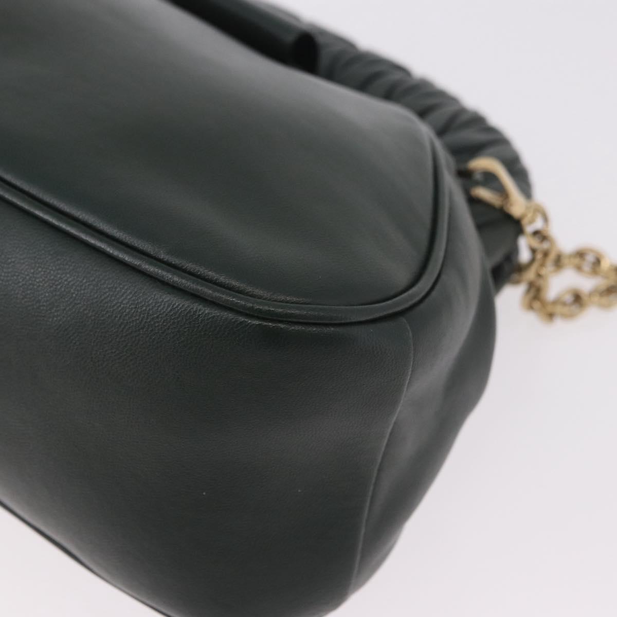 Miu Miu Chain Shoulder Bag Leather Green Gold Auth ka5015M
