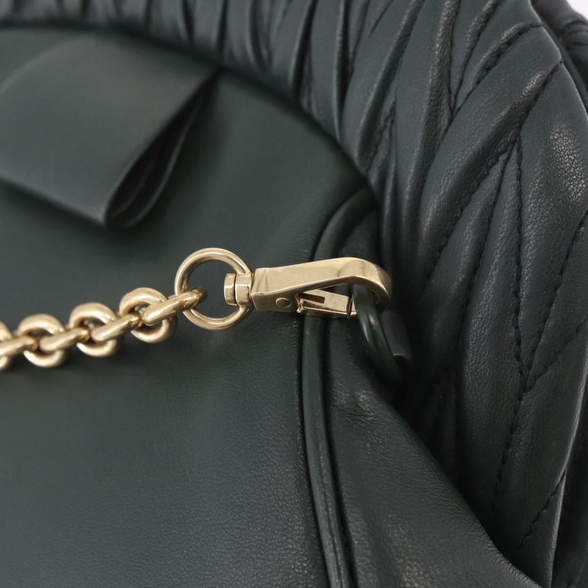 Miu Miu Chain Shoulder Bag Leather Green Gold Auth ka5015M
