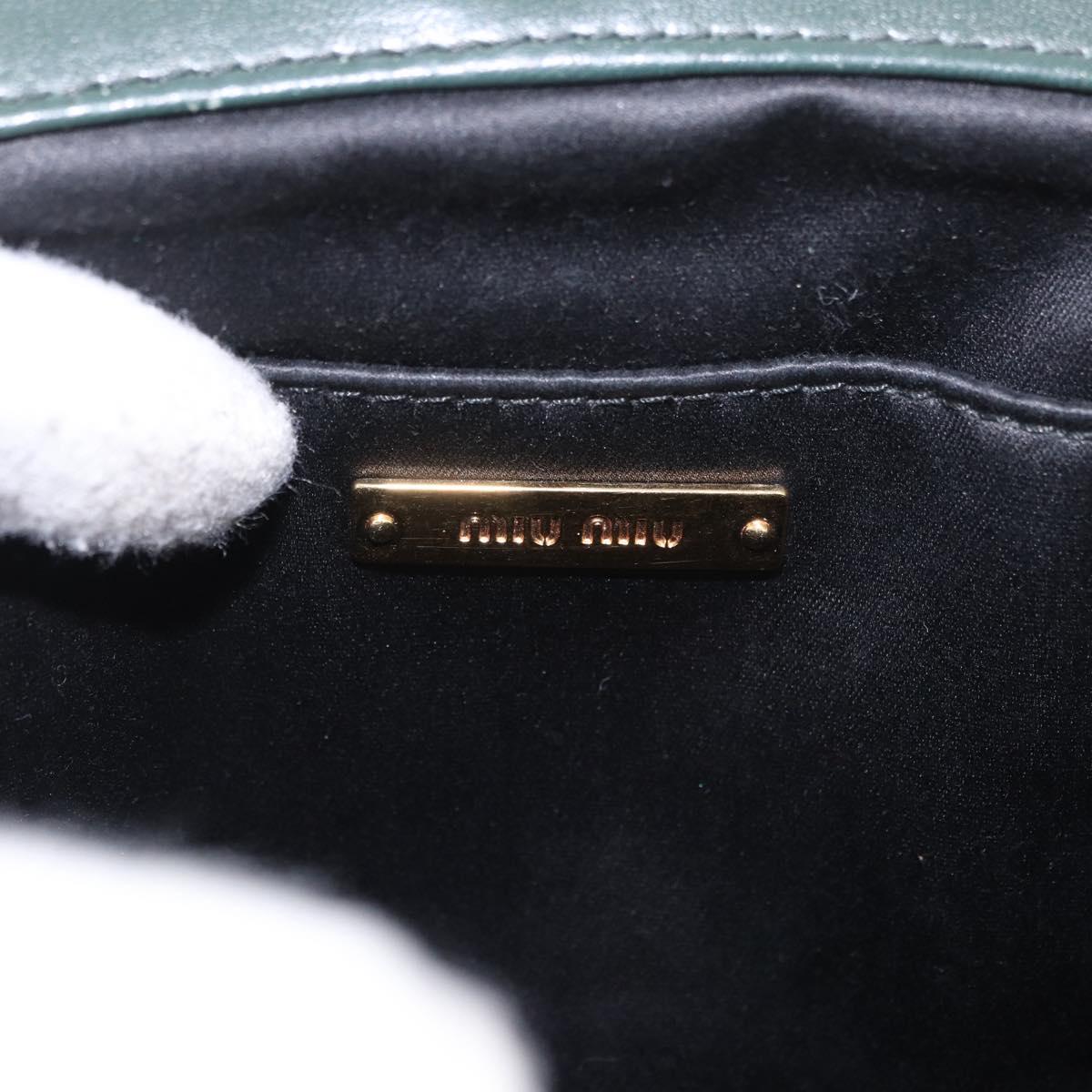 Miu Miu Chain Shoulder Bag Leather Green Gold Auth ka5015M