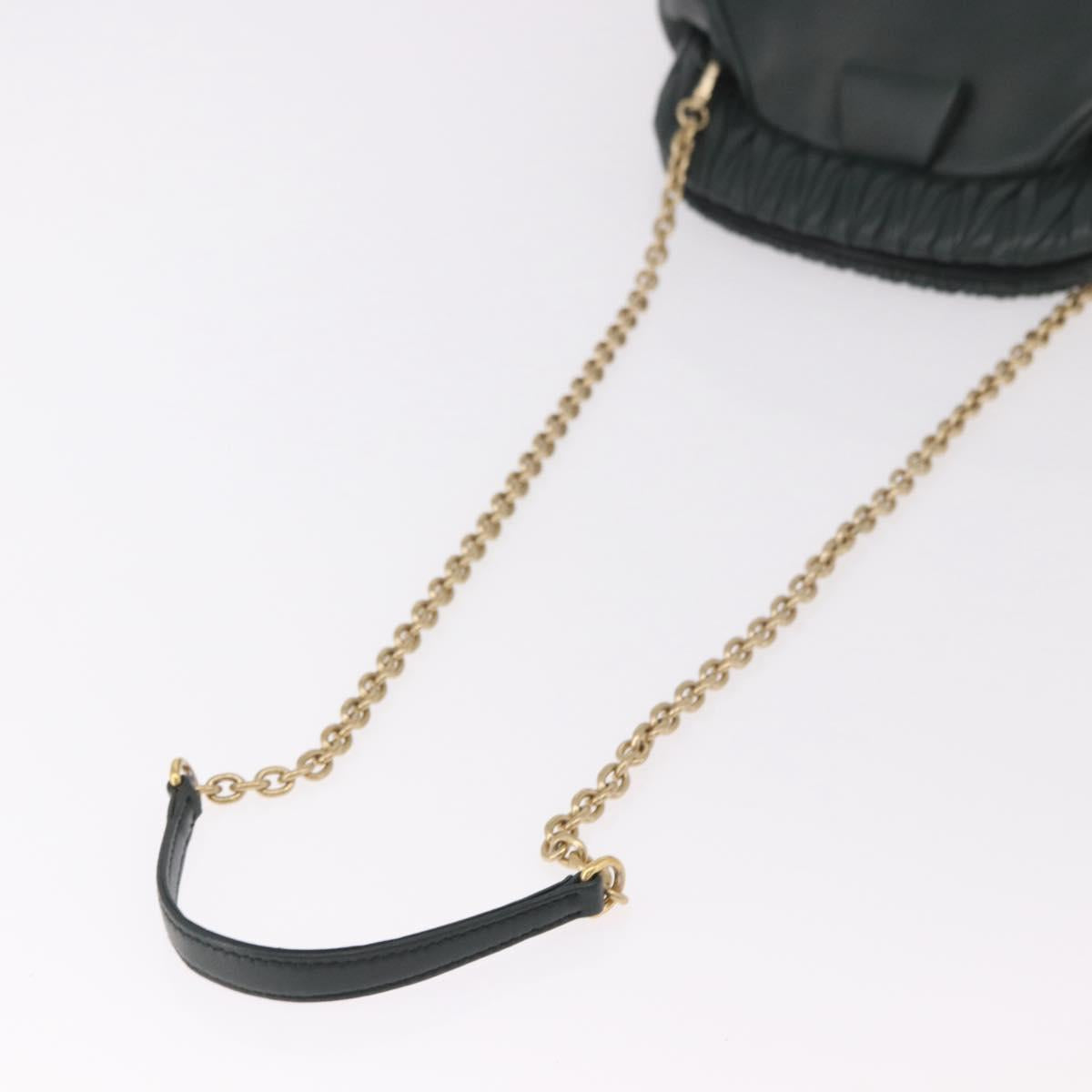 Miu Miu Chain Shoulder Bag Leather Green Gold Auth ka5015M