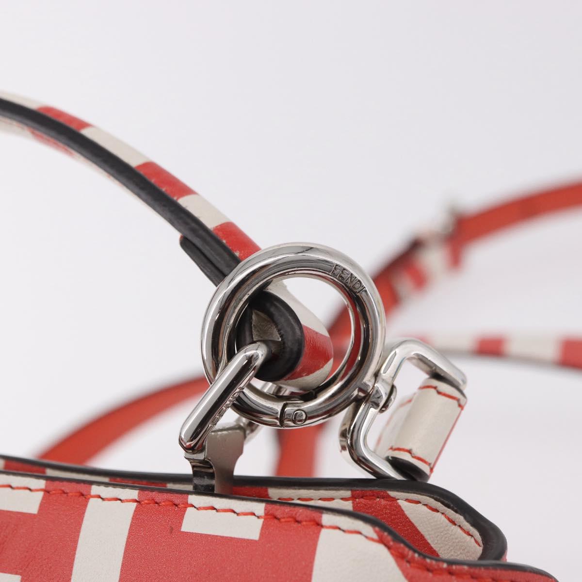 FENDI Mini Peek A Boo Hand Bag Leather 2way White Silver Auth ka5017M