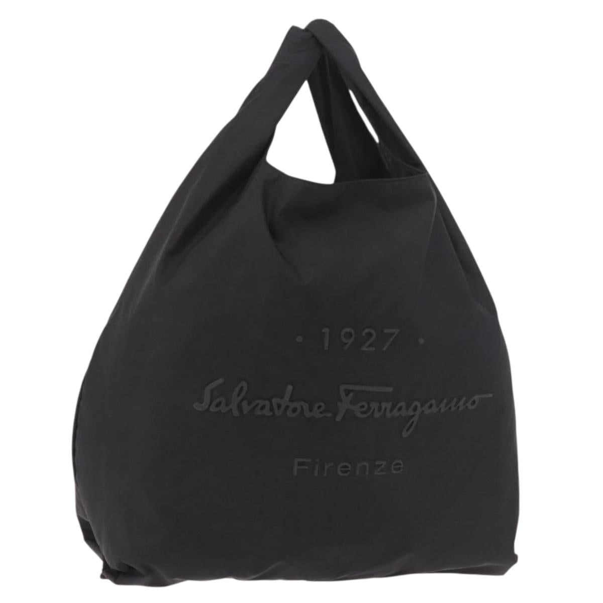 Salvatore Ferragamo Hand Bag Nylon Black Auth ka5019A