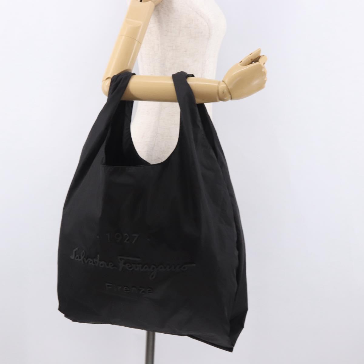 Salvatore Ferragamo Hand Bag Nylon Black Auth ka5019A