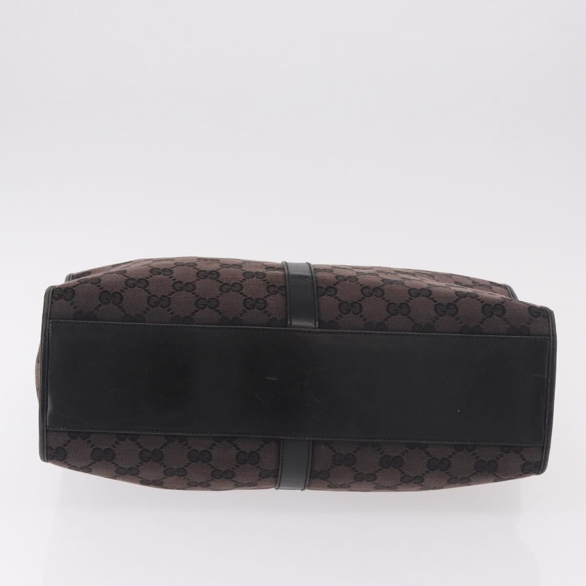 GUCCI GG Canvas Jackie Tote Bag Dark Brown Silver 002 1064 Auth ka5021A