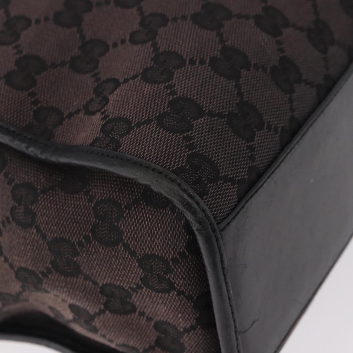 GUCCI GG Canvas Jackie Tote Bag Dark Brown Silver 002 1064 Auth ka5021A