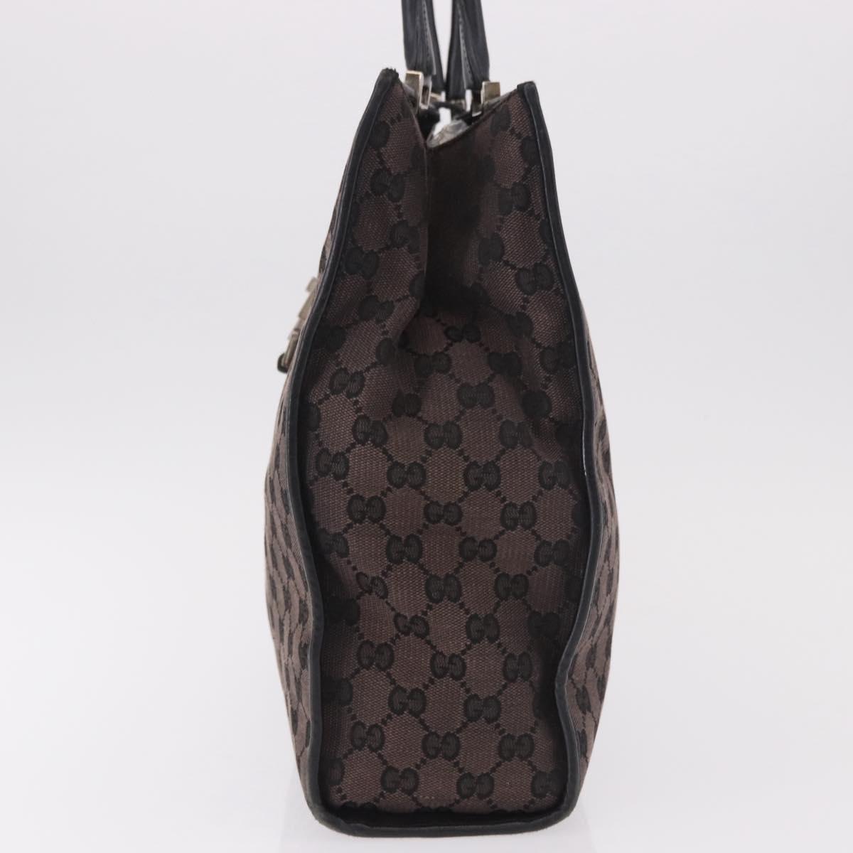 GUCCI GG Canvas Jackie Tote Bag Dark Brown Silver 002 1064 Auth ka5021A