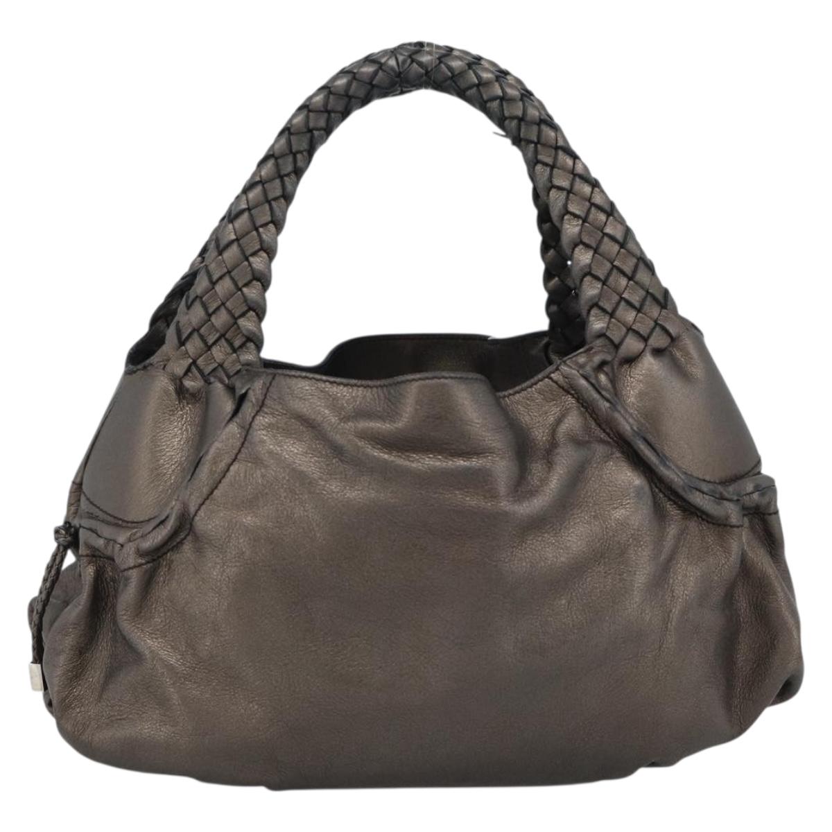 Salvatore Ferragamo Hand Bag Leather Silver Auth ka5023