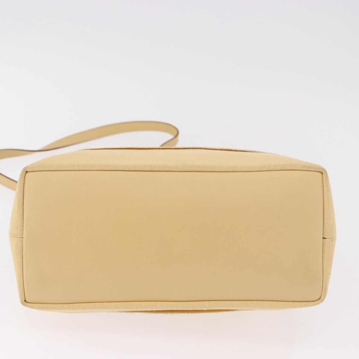 Salvatore Ferragamo Chain Hand Bag Canvas 2way Yellow Gold Auth ka5026