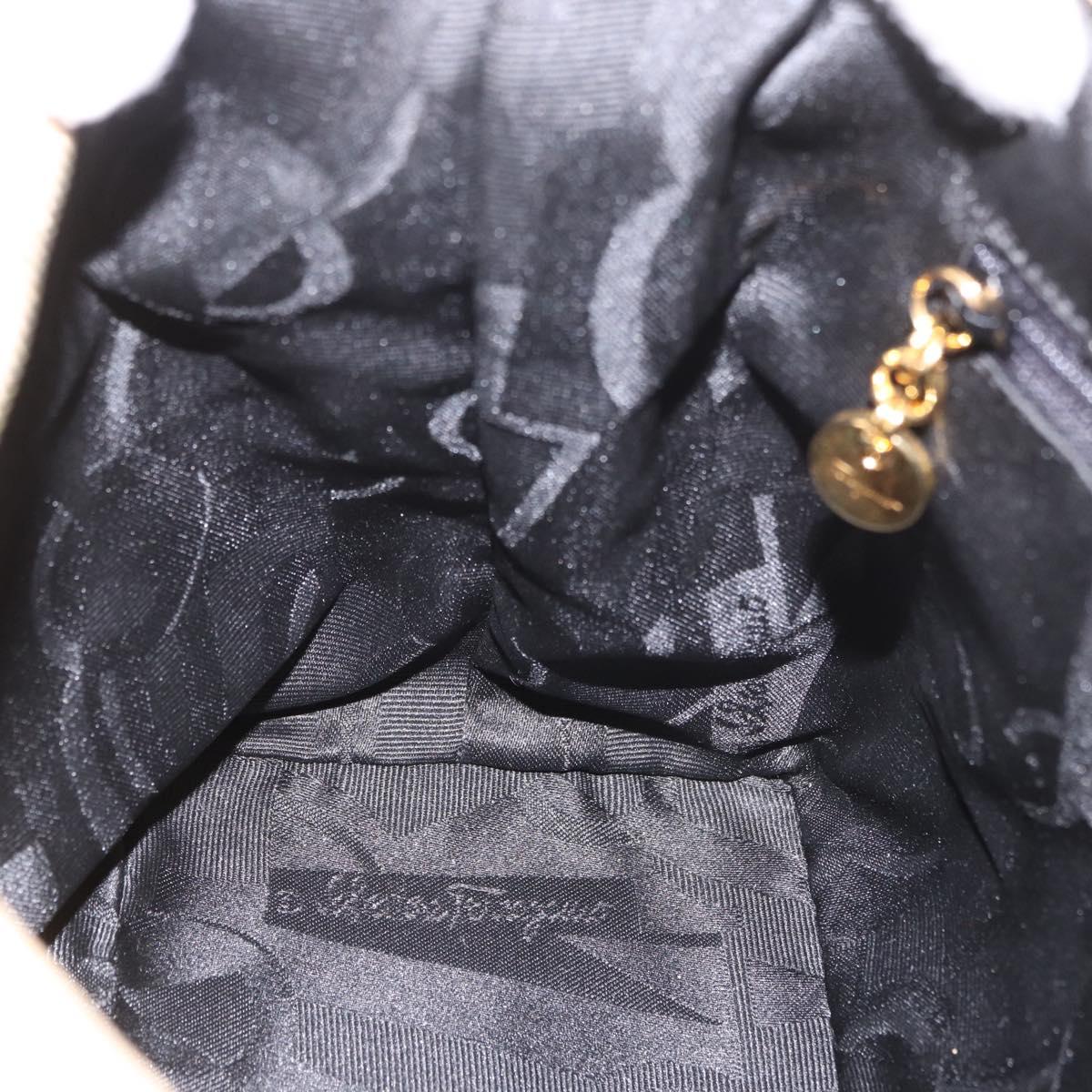 Salvatore Ferragamo Chain Hand Bag Canvas 2way Yellow Gold Auth ka5026