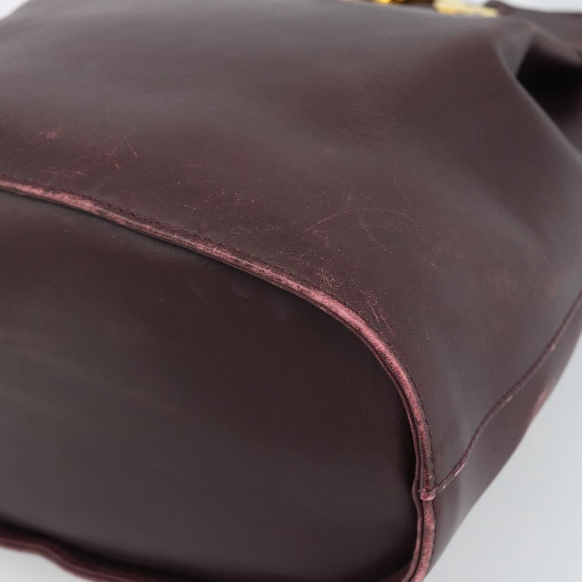 Salvatore Ferragamo Gancini Shoulder Bag Leather Bordeaux Gold Auth ka5032