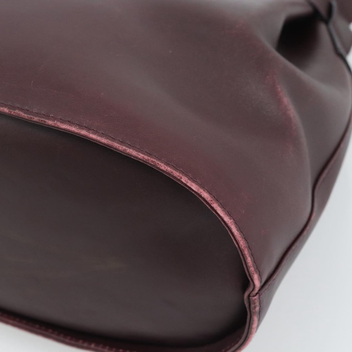 Salvatore Ferragamo Gancini Shoulder Bag Leather Bordeaux Gold Auth ka5032