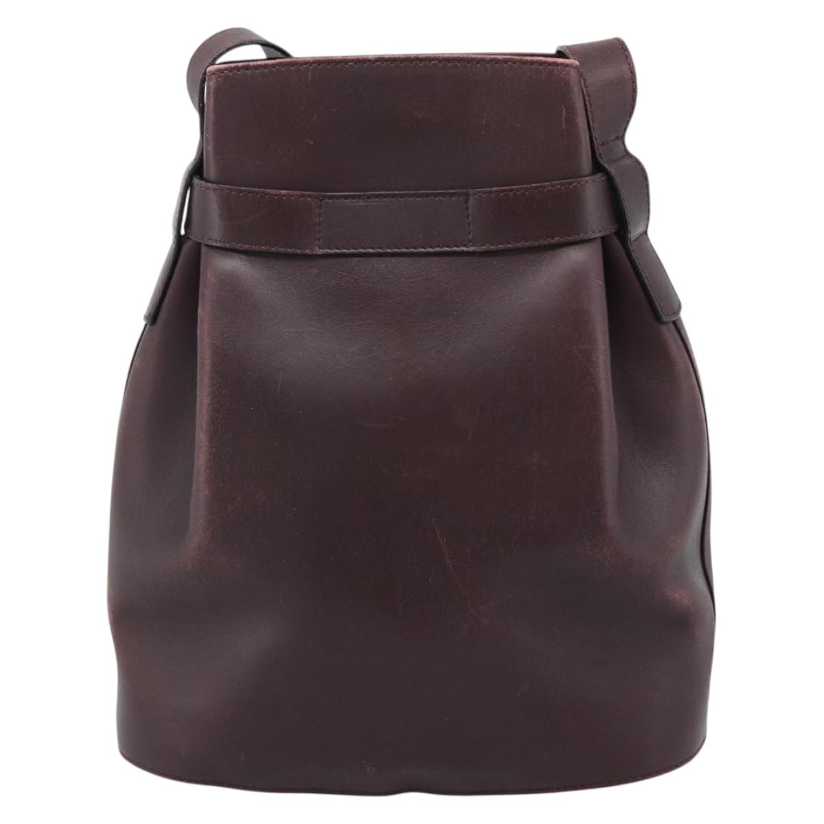 Salvatore Ferragamo Gancini Shoulder Bag Leather Bordeaux Gold Auth ka5032