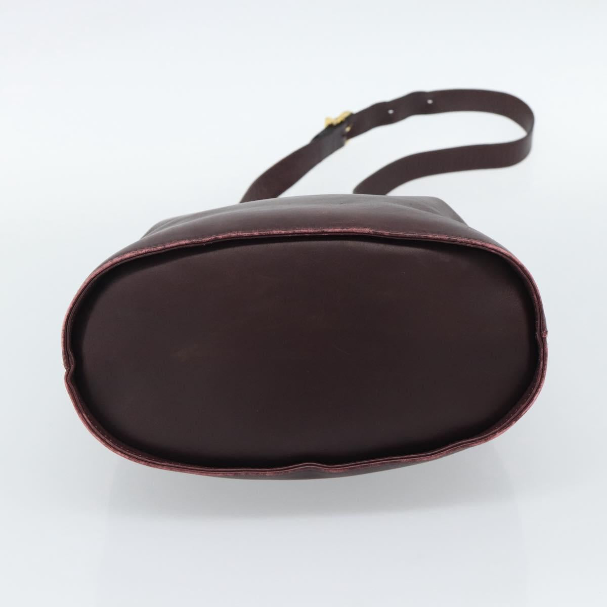 Salvatore Ferragamo Gancini Shoulder Bag Leather Bordeaux Gold Auth ka5032