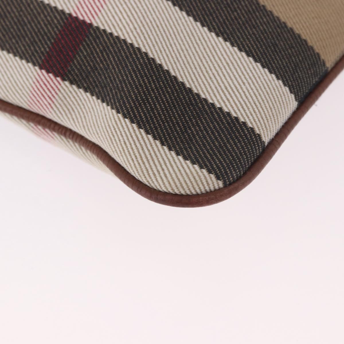 BURBERRY Nova Check Shoulder Bag Canvas Beige Gold Auth ka5033A