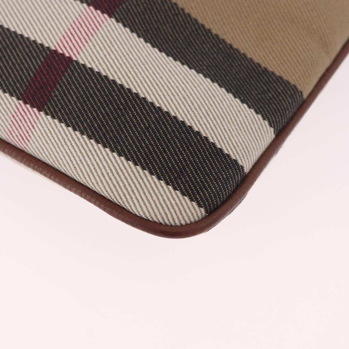 BURBERRY Nova Check Shoulder Bag Canvas Beige Gold Auth ka5033A