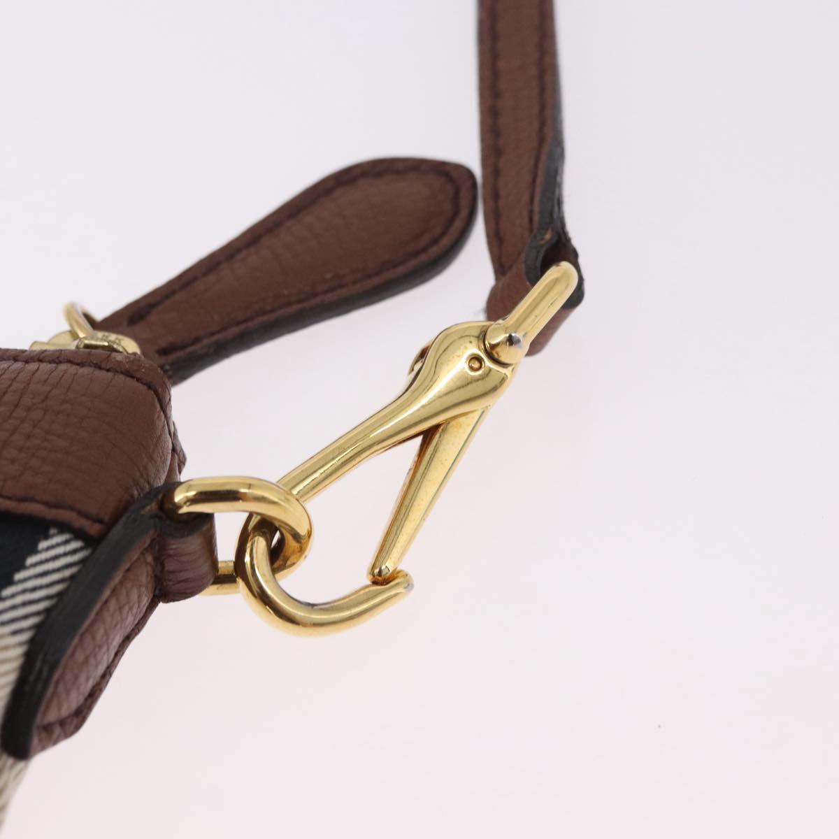 BURBERRY Nova Check Shoulder Bag Canvas Beige Gold Auth ka5033A