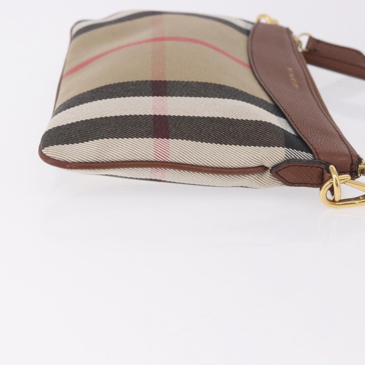 BURBERRY Nova Check Shoulder Bag Canvas Beige Gold Auth ka5033A